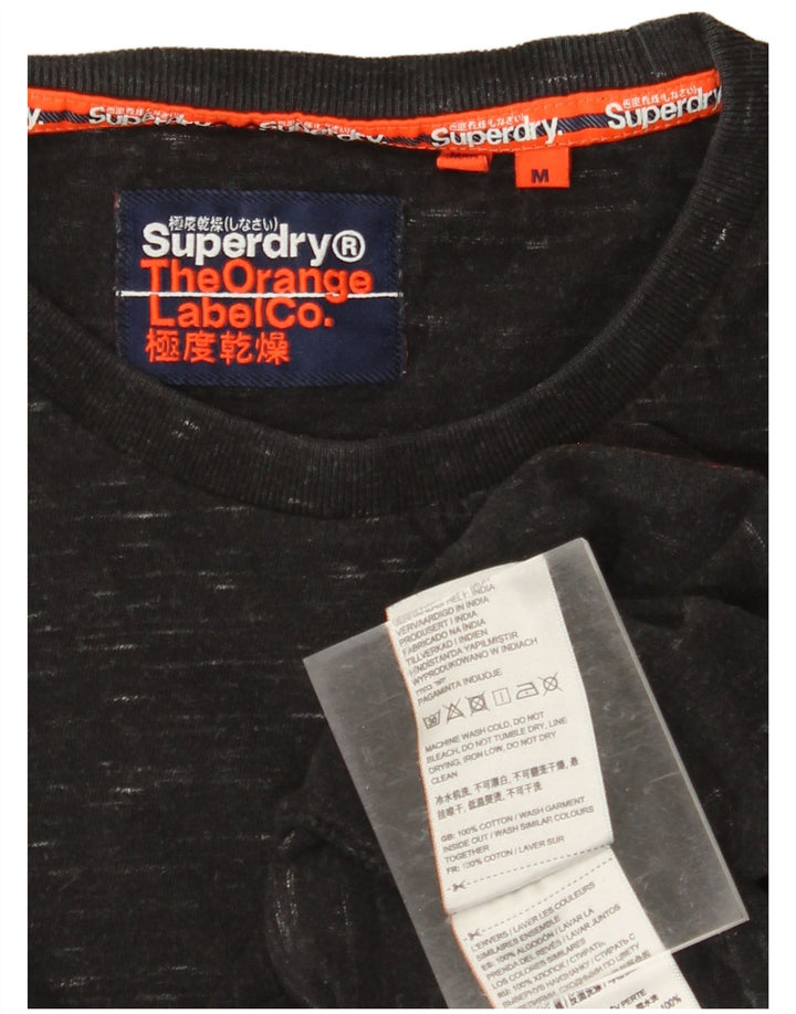 SUPERDRY Mens T-Shirt Top Medium Black Flecked Cotton