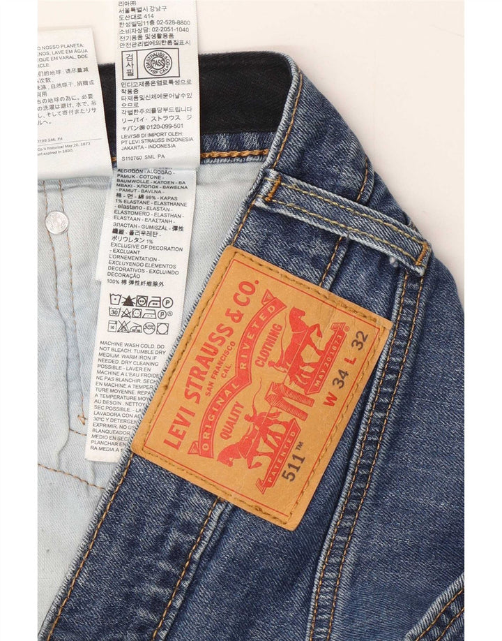 Levi's Mens 511 Slim Jeans W34 L32 Blue Cotton