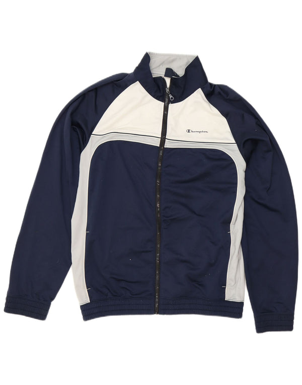 Champion Mens Tracksuit Top Jacket XL Navy Blue Colourblock Polyester