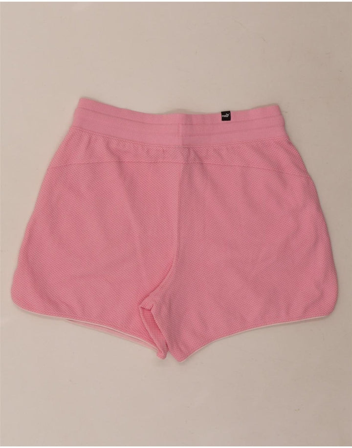 Puma Womens Sport Shorts UK 14 Medium  Pink Spotted Cotton