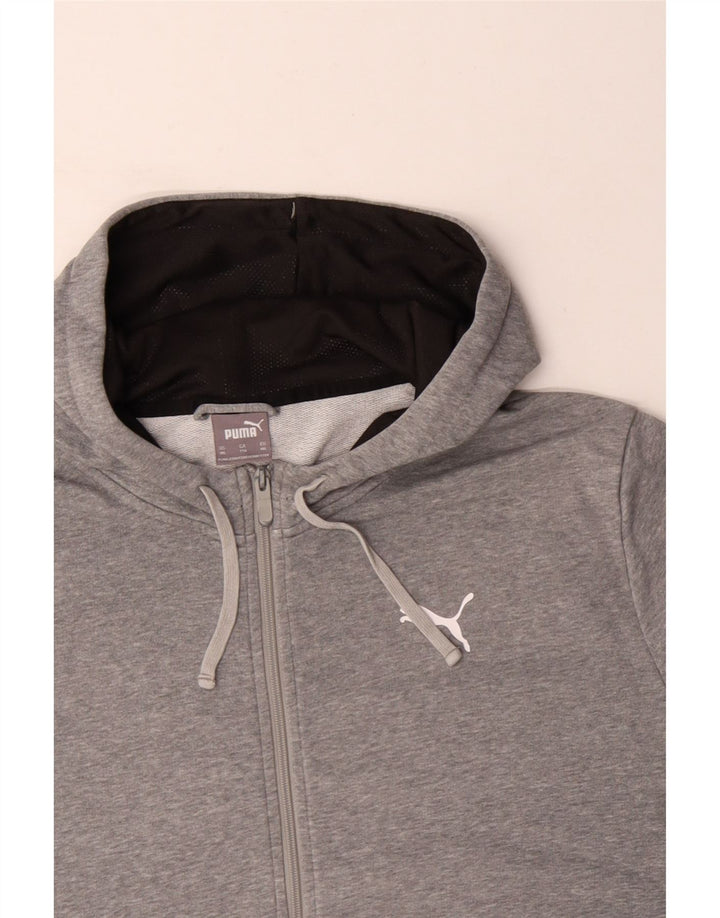 PUMA Mens Graphic Zip Hoodie Sweater 2XL Grey Cotton