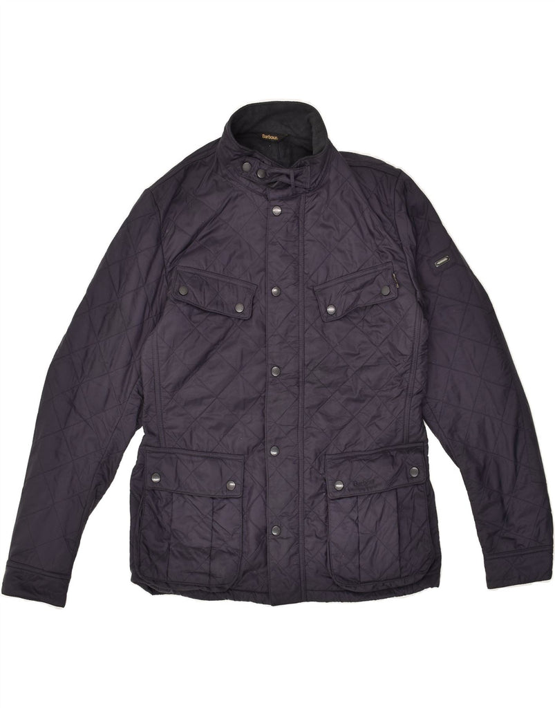 BARBOUR Mens Quilted Jacket UK 38 Medium Navy Blue Polyamide Vintage Barbour and Second-Hand Barbour from Messina Hembry 