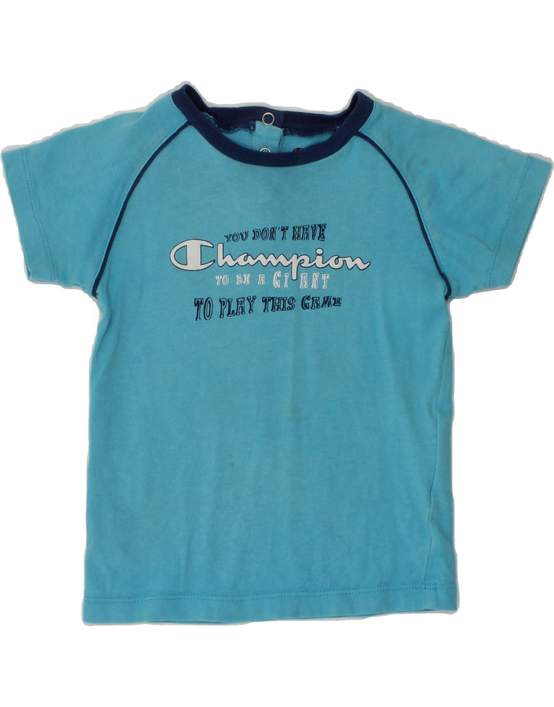 CHAMPION Baby Boys Graphic T-Shirt Top 9-12 Months Blue Cotton | Vintage Champion | Thrift | Second-Hand Champion | Used Clothing | Messina Hembry 