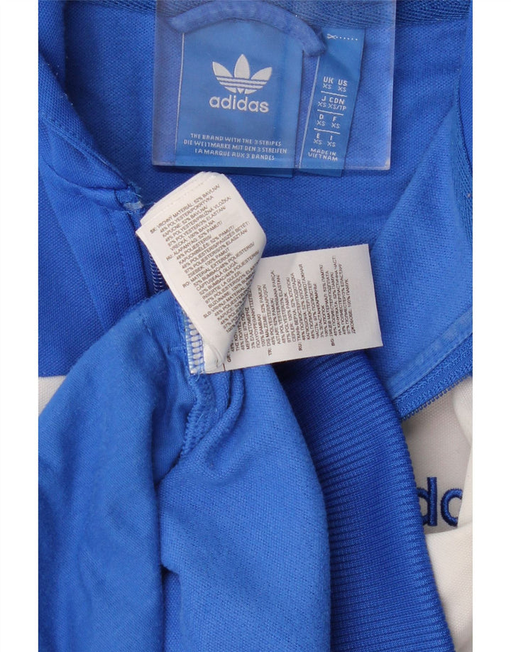 ADIDAS Mens Zip Hoodie Sweater XS Blue Colourblock Cotton