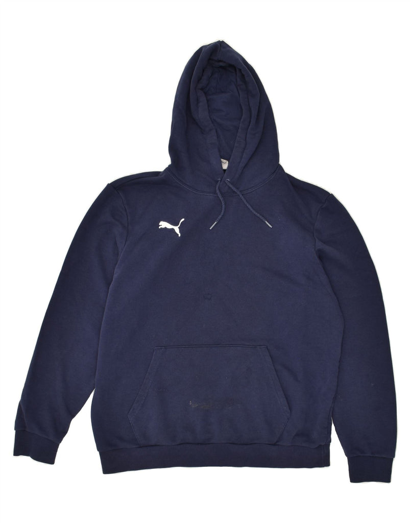 PUMA Mens Hoodie Jumper Large Navy Blue Cotton | Vintage Puma | Thrift | Second-Hand Puma | Used Clothing | Messina Hembry 