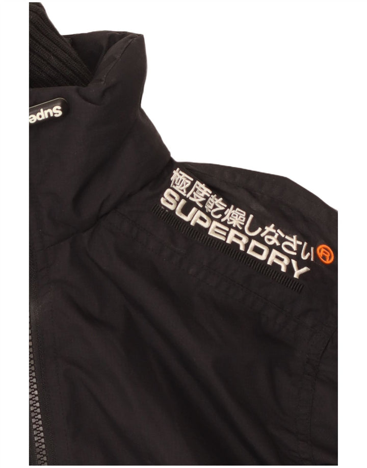 Superdry Womens Windcheater Graphic Windbreaker Jacket UK 16 Large Black