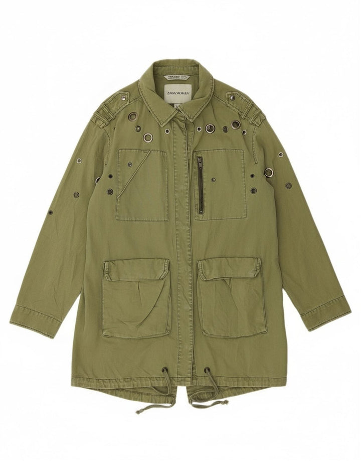 Zara Womens Oversized Military Utility Jacket UK 14 Medium Khaki