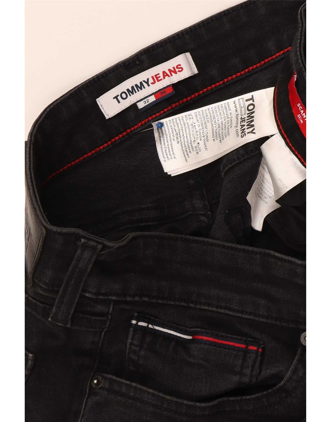 Tommy Hilfiger Mens Slim Jeans W32 L30 Black Cotton