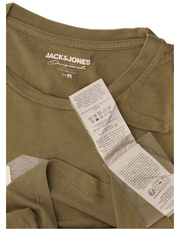 Jack & Jones Mens Graphic T-Shirt Top Medium Khaki Cotton