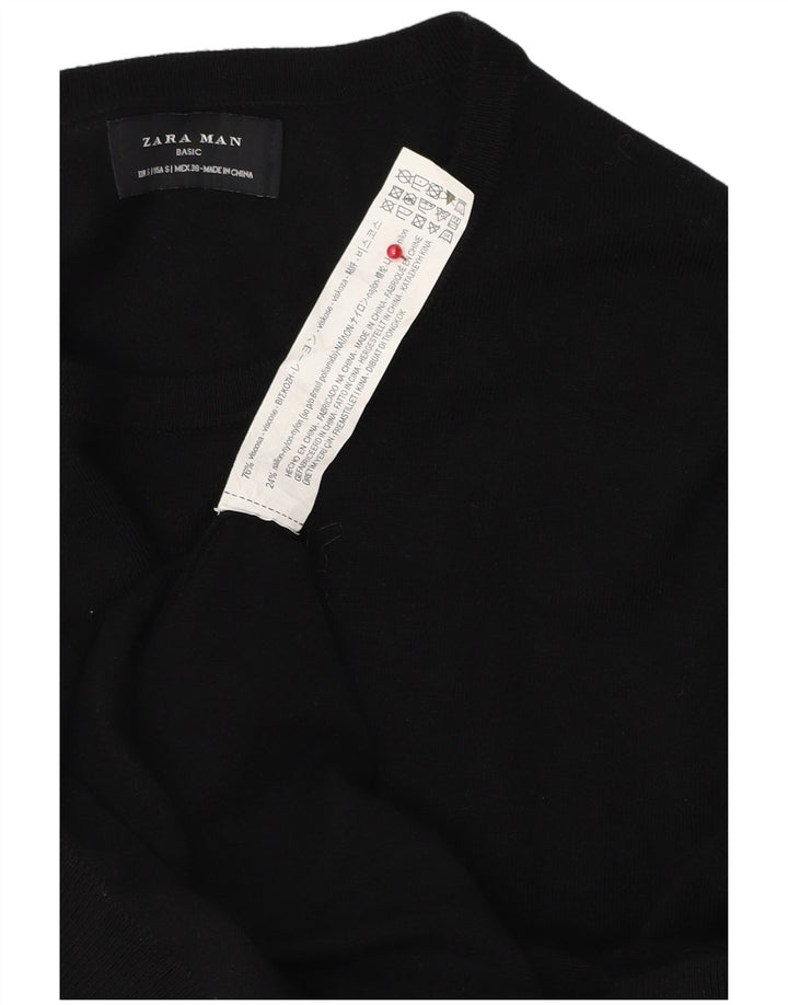 ZARA Mens Crew Neck Jumper Sweater Small Black Viscose