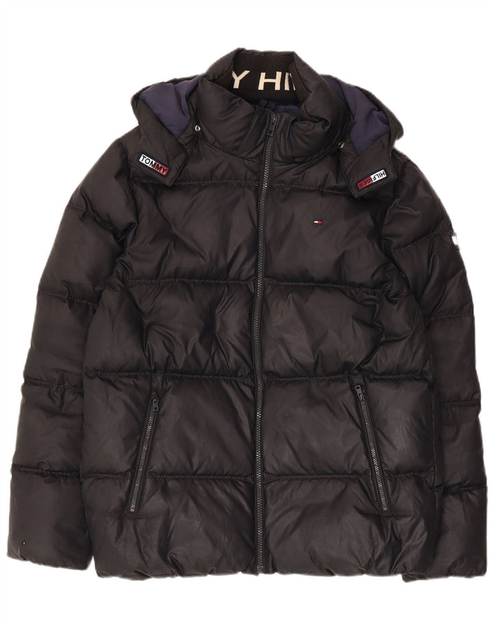 Tommy Hilfiger Boys Hooded Padded Jacket 13-14 Years Black Polyester