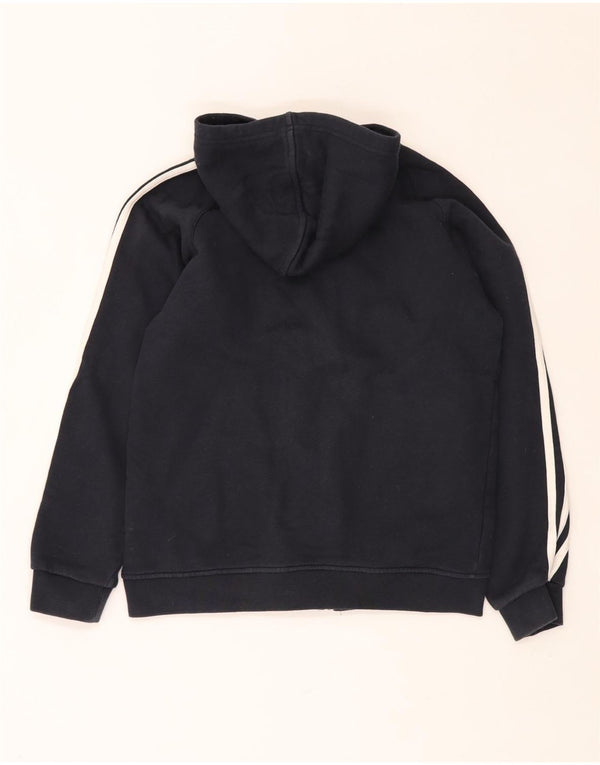 ADIDAS Boys Zip Hoodie Sweater 11-12 Years Navy Blue Cotton