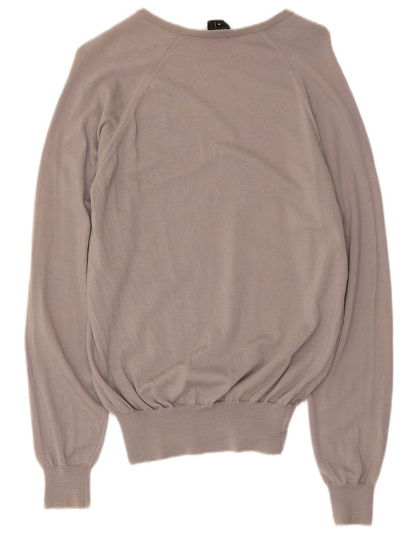 Gucci Womens Boat Neck Jumper Sweater UK 12 Medium Grey Wool