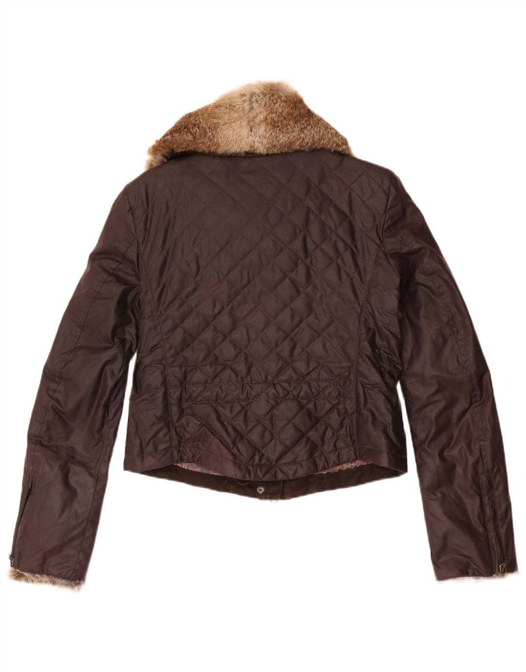 Belstaff Womens Crop Quilted Jacket IT 44 Medium Brown Cotton