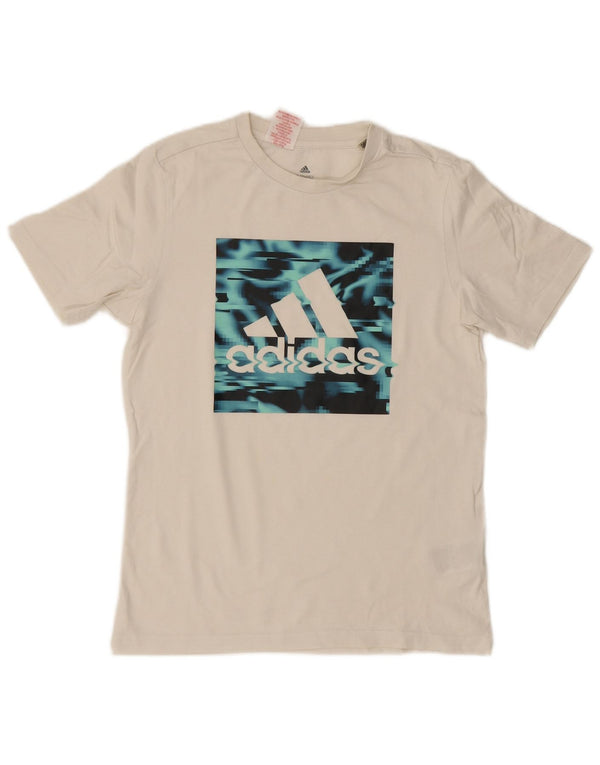 Adidas Boys Graphic T-Shirt Top 11-12 Years White Cotton