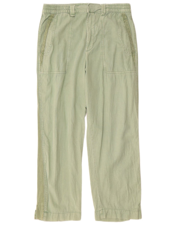 Zara Womens Loose Fit Chino Trousers Large W30 L28 Green Lyocell