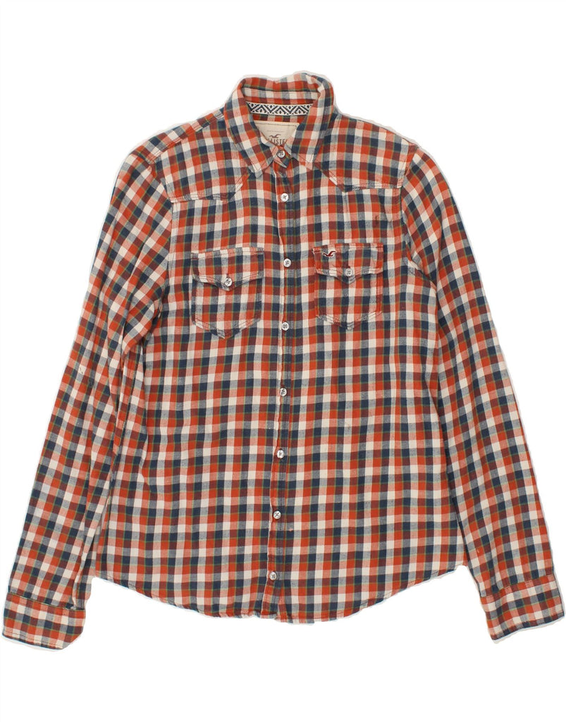 HOLLISTER Womens Flannel Shirt UK 12 Medium Orange Gingham | Vintage Hollister | Thrift | Second-Hand Hollister | Used Clothing | Messina Hembry 