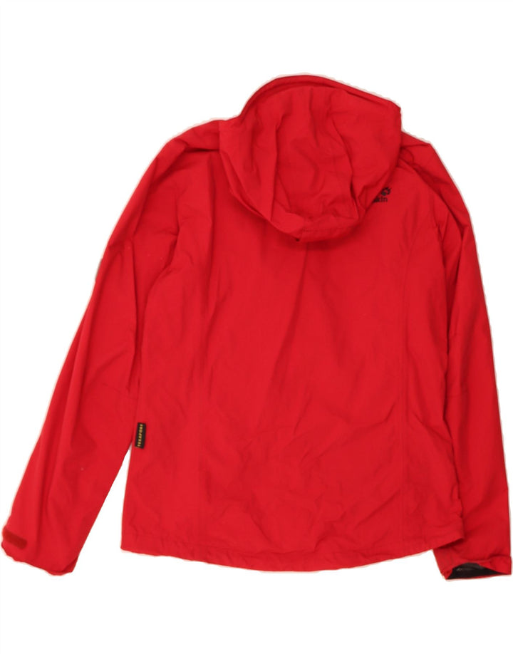 JACK WOLFSKIN Womens Hooded Rain Jacket UK 12/14 Medium Red Polyamide Vintage Jack Wolfskin and Second-Hand Jack Wolfskin from Messina Hembry 