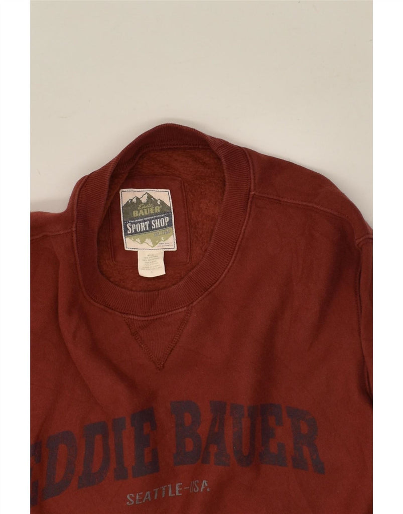 EDDIE BAUER Mens Graphic Sweatshirt Jumper Large Maroon Cotton Vintage Eddie Bauer and Second-Hand Eddie Bauer from Messina Hembry 