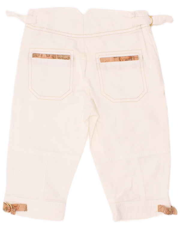 ALVIERO MARTINI Girls Cargo Capri Trousers 3-4 Years W20 L10 White Cotton