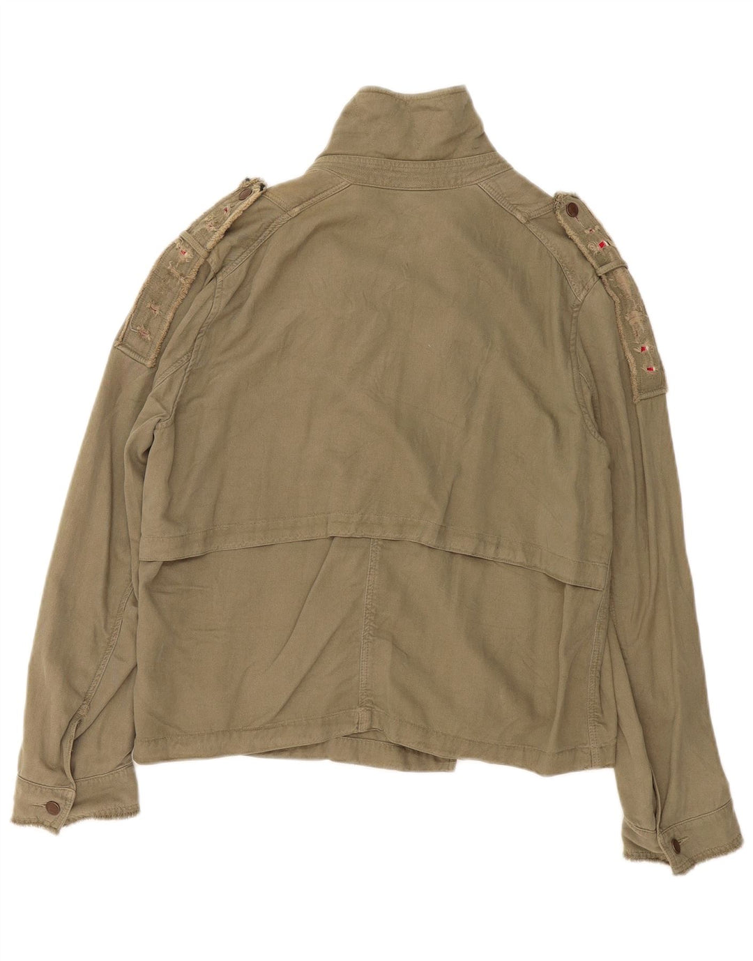 Zara Womens Oversized Military Jacket UK 14 Medium Khaki Lyocell