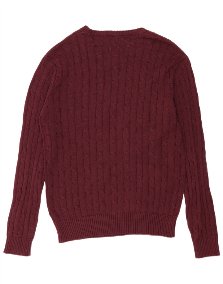 French Connection Mens Crew Neck Jumper Sweater Medium Burgundy Cotton