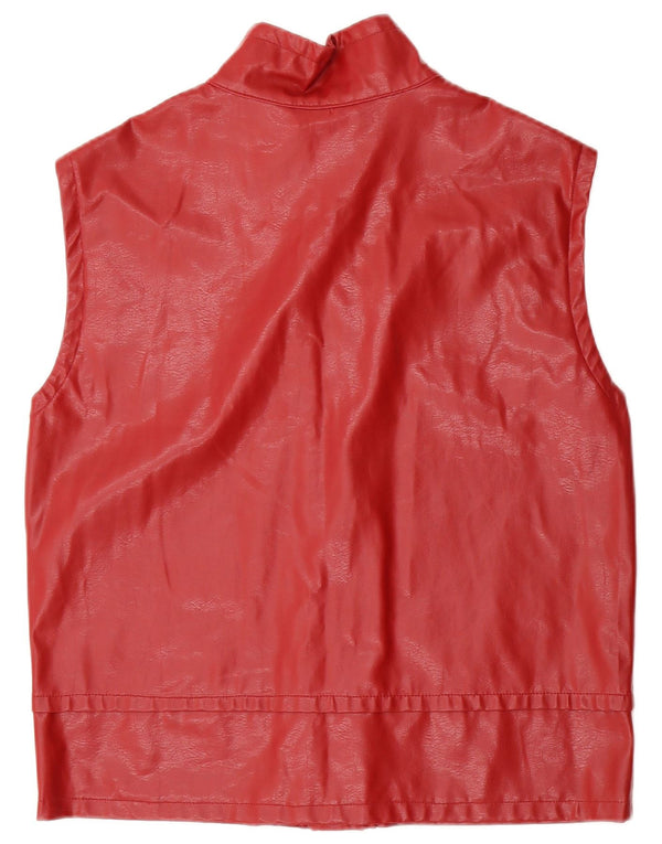 Vintage Womens Faux Leather Gilet UK 16 Large Red