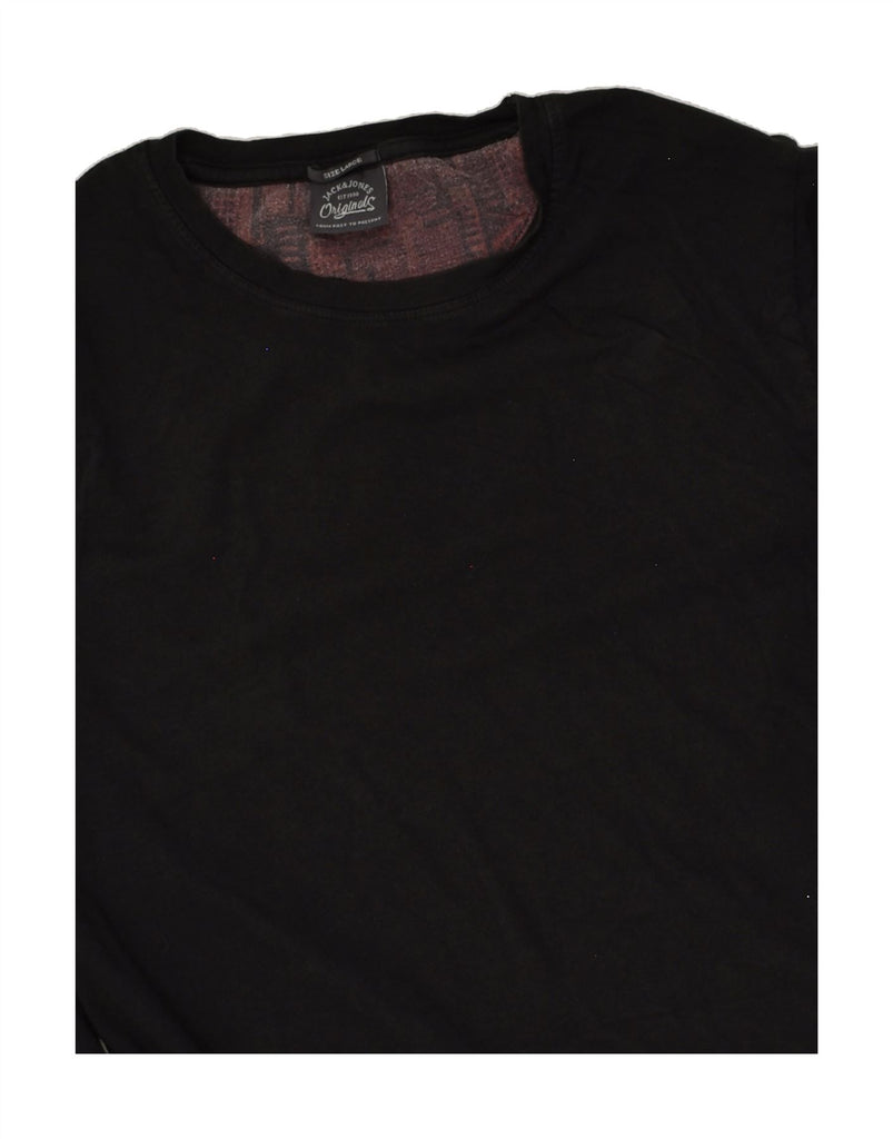 JACK & JONES Mens Graphic Top Long Sleeve Large Black Cotton | Vintage Jack & Jones | Thrift | Second-Hand Jack & Jones | Used Clothing | Messina Hembry 