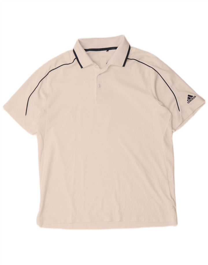 Adidas Mens Polo Shirt Large White Polyester