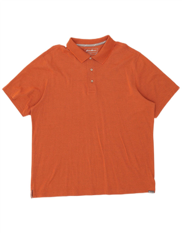 Eddie Bauer Mens Polo Shirt Large Orange Cotton