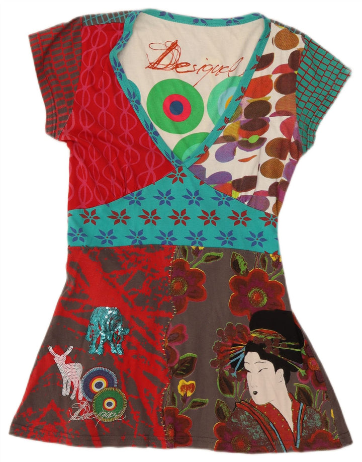 Desigual Womens Tunic Top UK 12 Medium Multicoloured Floral