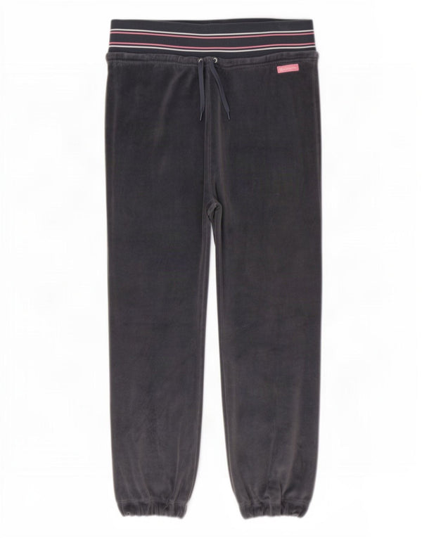 Champion Womens Velour Tracksuit Trousers Joggers UK 14 Medium Grey Striped