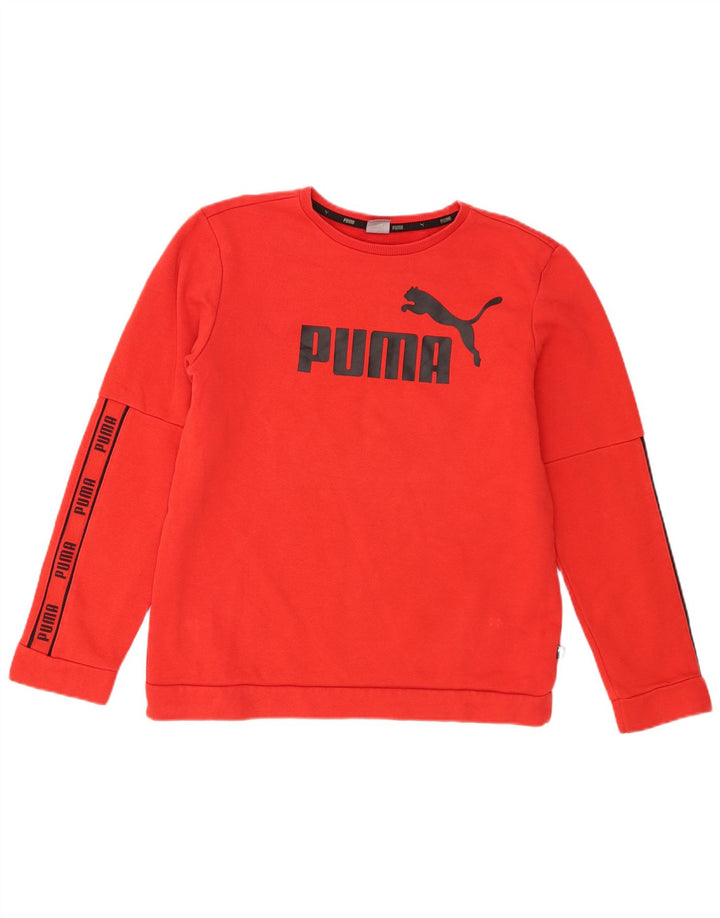 Puma Boys Graphic Sweatshirt Jumper 15-16 Years Red Cotton