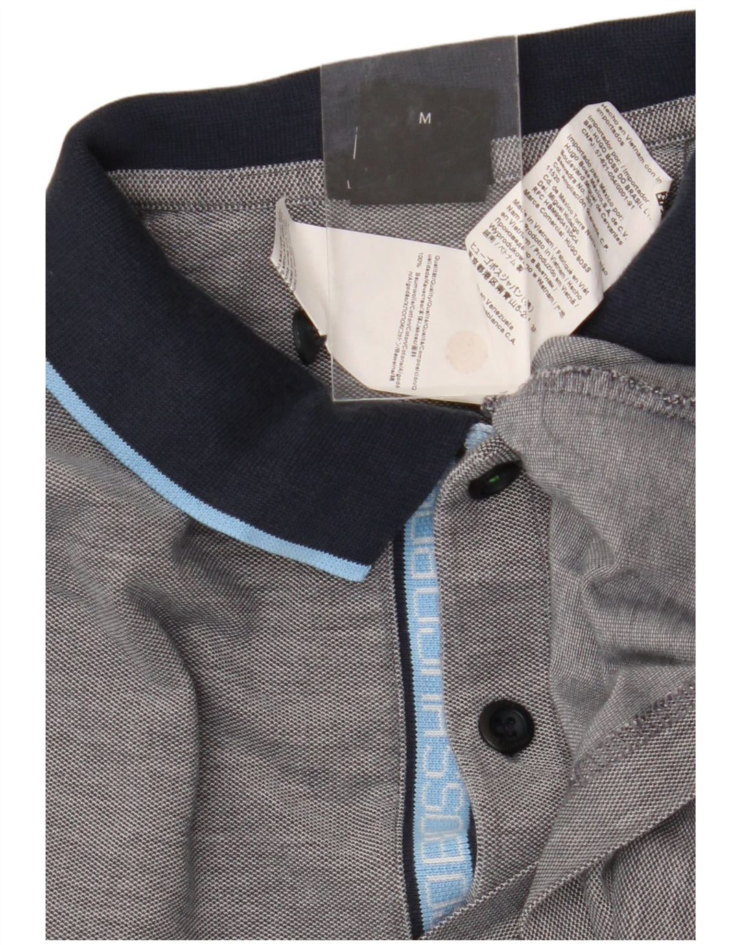 Hugo Boss Mens Polo Shirt Medium Grey Colourblock Cotton