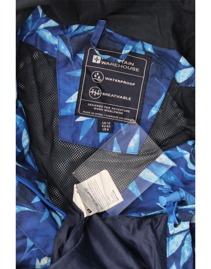Mountain Warehouse Womens Hooded Raincoat UK 12 Medium Navy Blue Floral