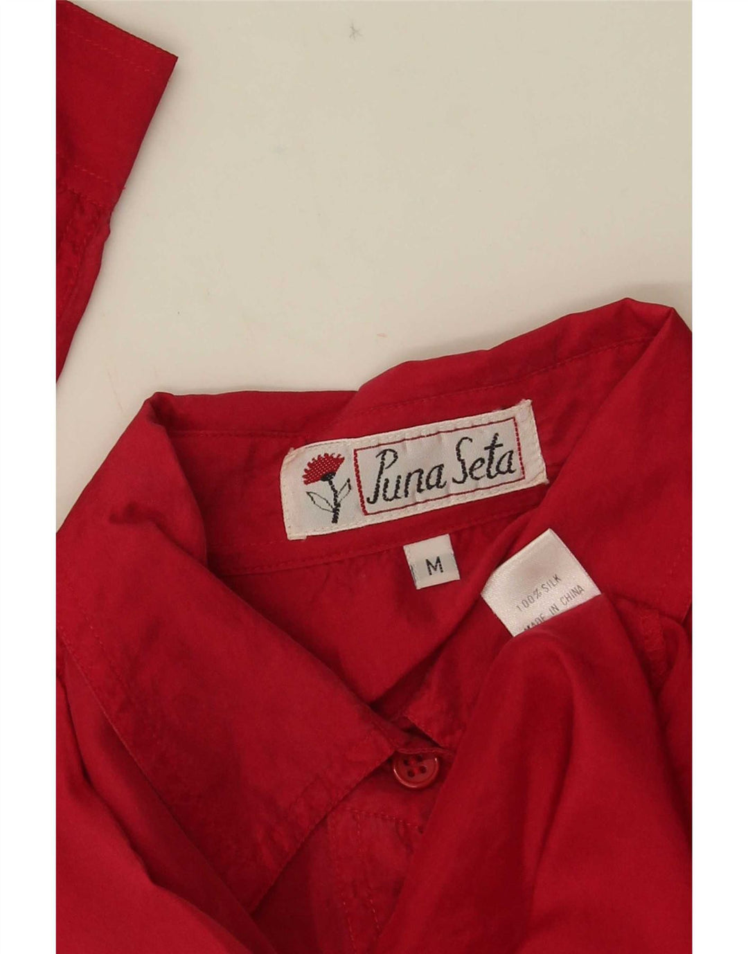 Vintage Womens Shirt Blouse UK 14 Medium Red Silk