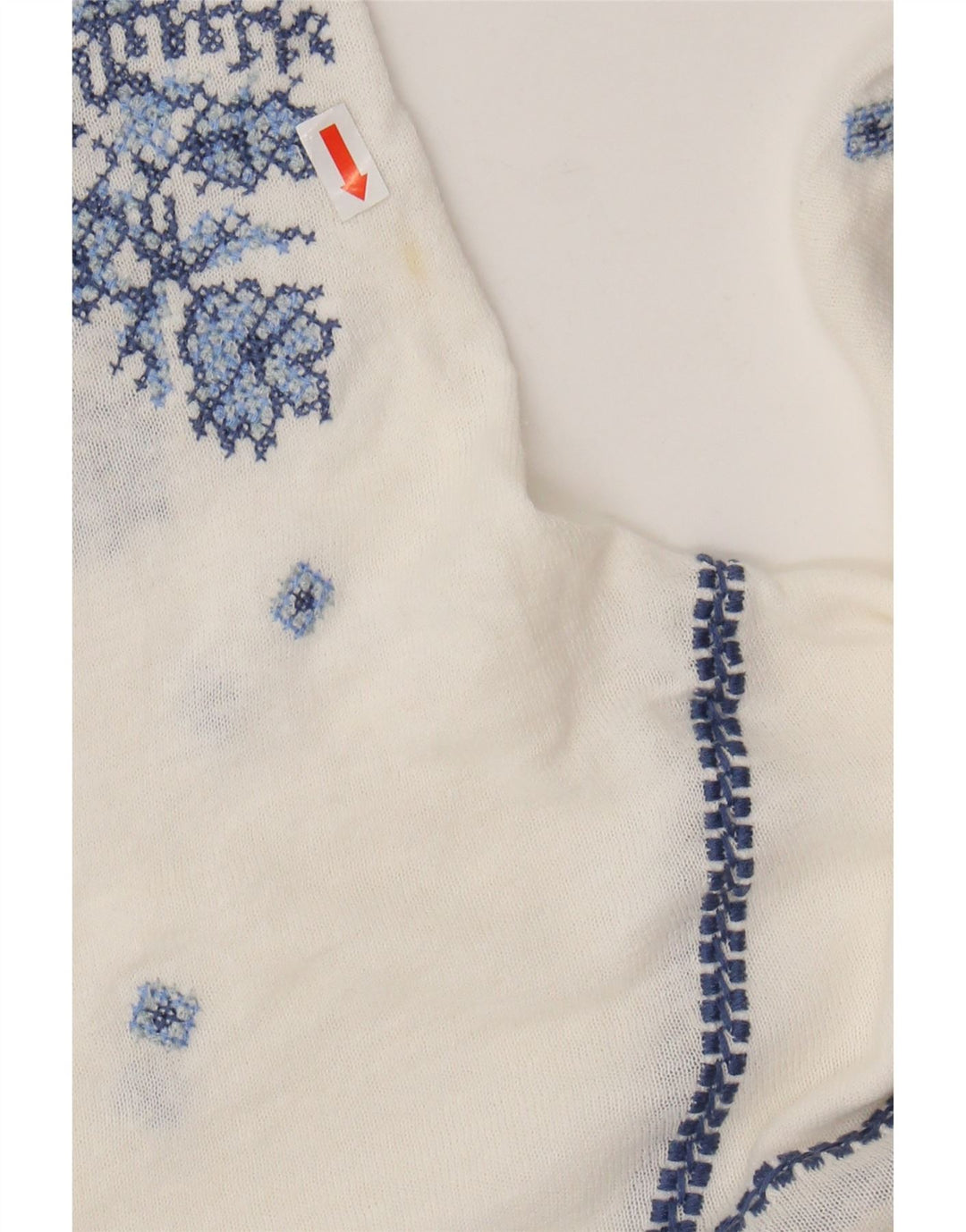 MONSOON Womens Blouse Top UK 16 Large Off White Floral Linen