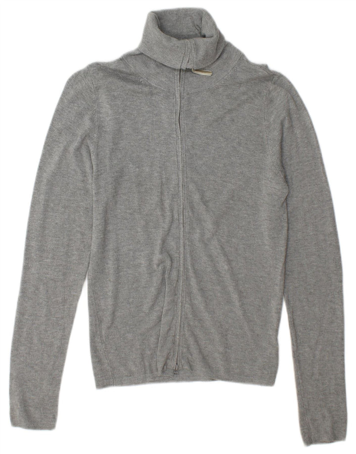 Zara Womens Cardigan Sweater UK 12 Medium Grey Rayon