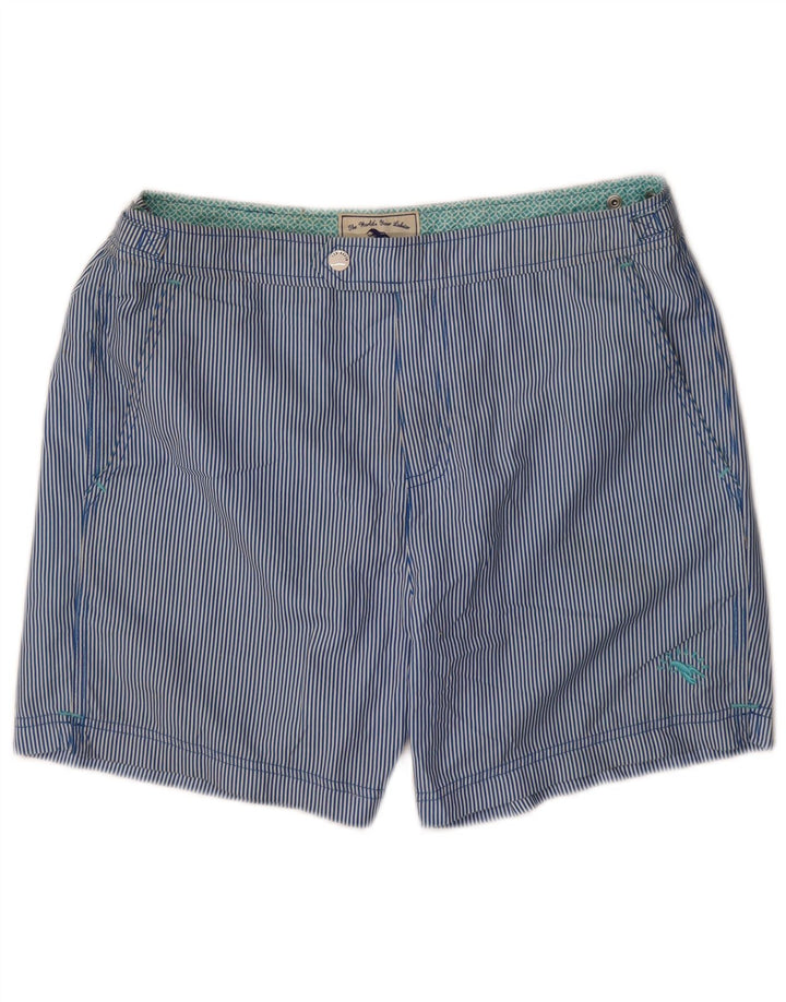 Ted Baker Mens Swimming Shorts Medium  Blue Pinstripe Polyester