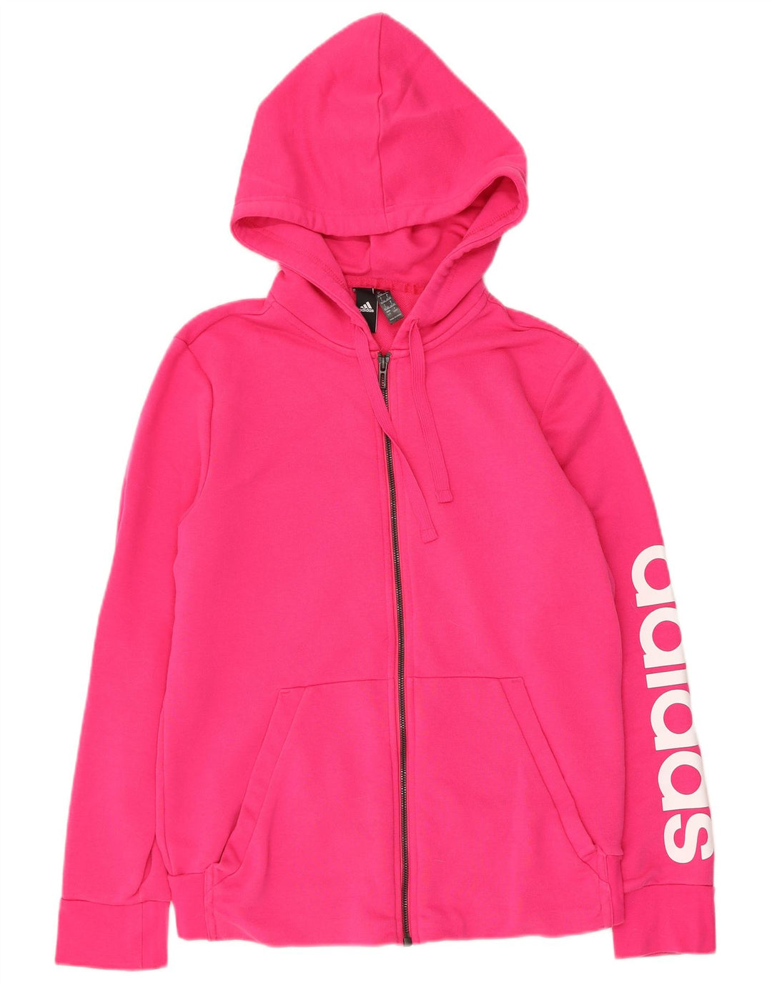 ADIDAS Womens Graphic Zip Hoodie Sweater UK 16/18 Large Pink Cotton