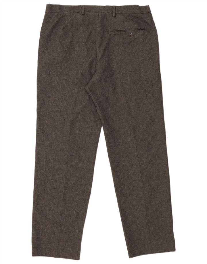 Marks & Spencer Mens Tapered Regular Suit Trousers W36 L31 Grey Polyester