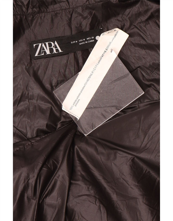 Zara Womens Hooded Padded Gilet UK 14 Medium Black Polyester
