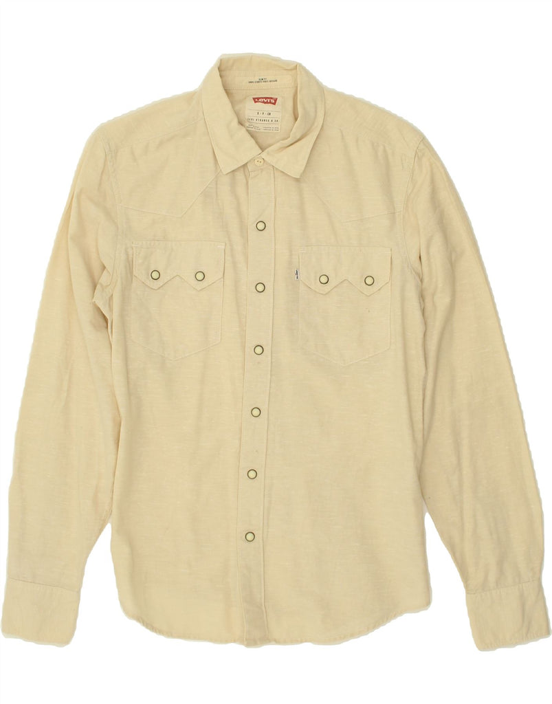 LEVI'S Mens Slim Fit Shirt Small Beige Cotton | Vintage Levi's | Thrift | Second-Hand Levi's | Used Clothing | Messina Hembry 