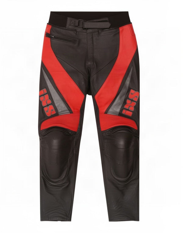 IXS Mens Leather Moto Racer Trousers IT 50 XL W34 L30 Black Colourblock