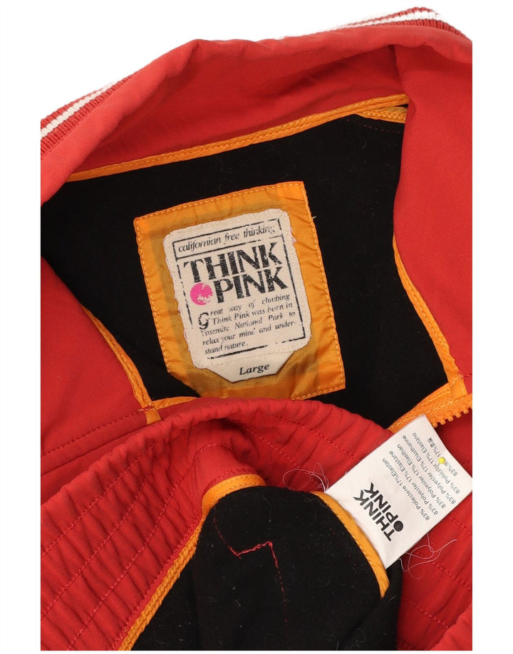 Think Pink Womens Bomber Jacket UK 16 Large Red Polyester
