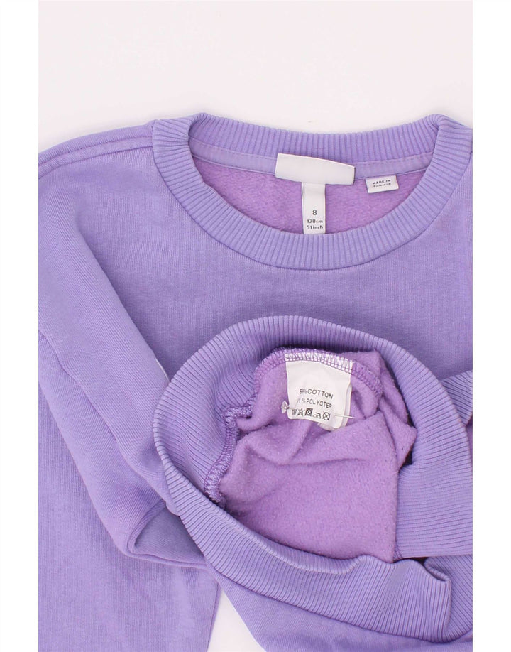Lacoste Boys Graphic Sweatshirt Jumper 7-8 Years Purple Cotton