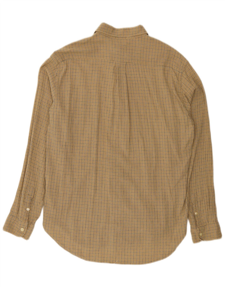 Calvin Klein Mens Shirt Large Beige Check Cotton
