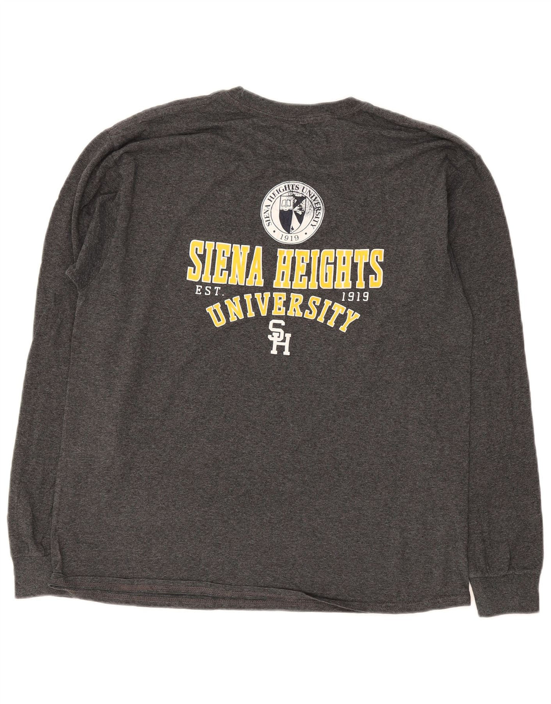 Champion Mens Siena Heights University Graphic Top Long Sleeve Large Grey