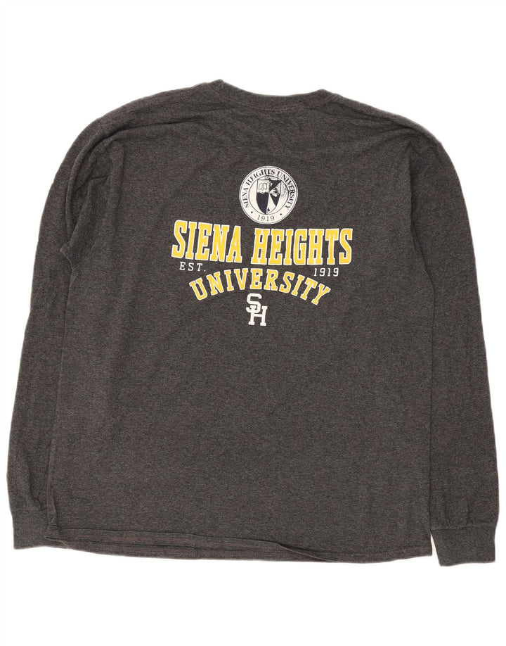 Champion Mens Siena Heights University Graphic Top Long Sleeve Large Grey