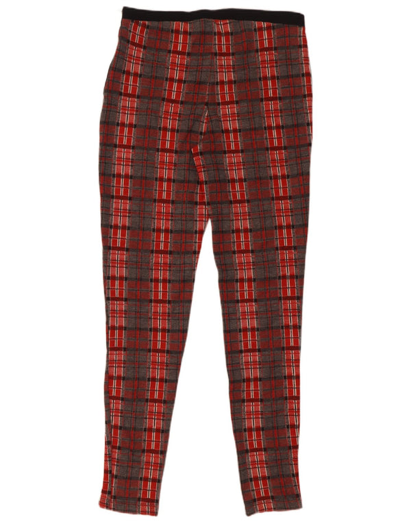Topshop Womens Skinny Casual Trousers UK 12 Medium W28 L29 Red Check